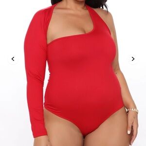 Fashion Nova Red One-Shoulder Bodysuit
